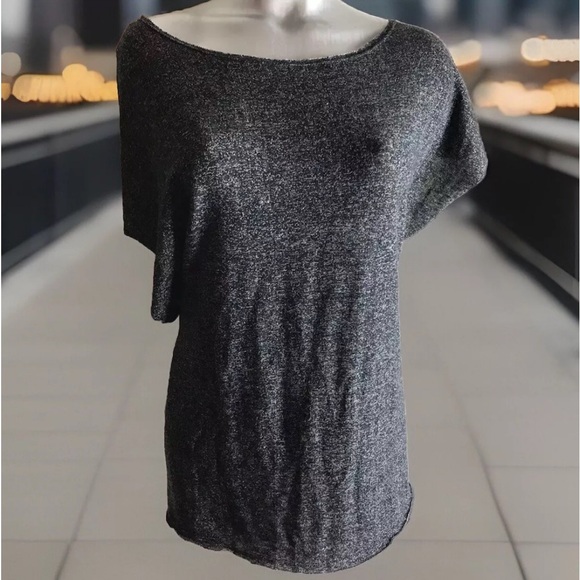 Anthropologie Sparkle & Fade Top Open Knot Back-  Gray Black Mix -Size M - Picture 1 of 9